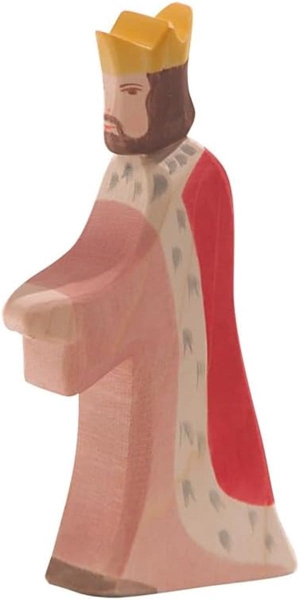 Houten Koning - Speelfiguur - Kinderspel - Handgemaakt - 10 x 3 x 16 cm - Multicolor