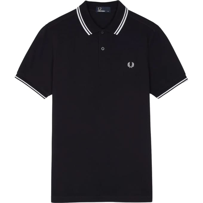 Fred Perry Heren Twin Tipped Poloshirt in Marineblauw/Wit/Wit