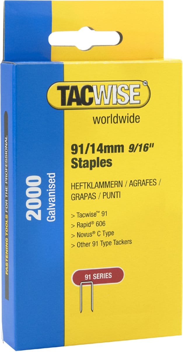 TACWISE Smalrug nietjes 91/14 mm verzinkt, 2.000 stuks