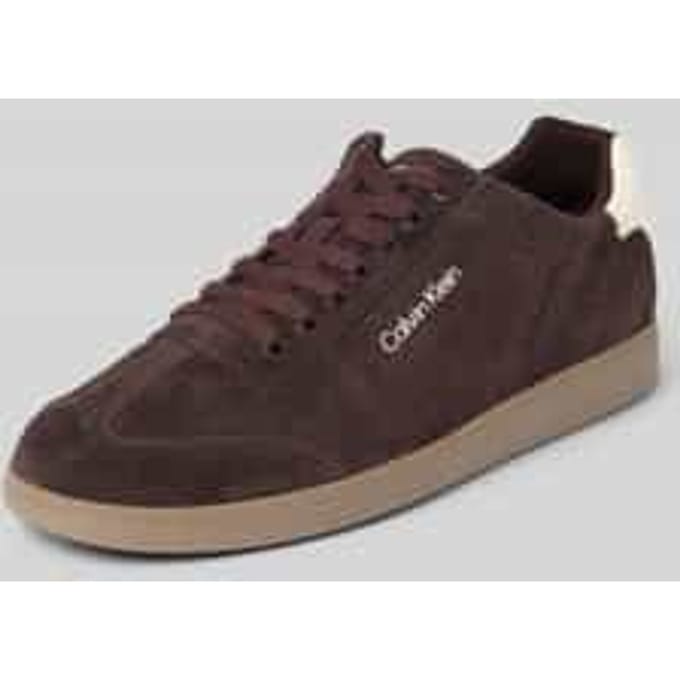 Leren sneakers met labelopschrift