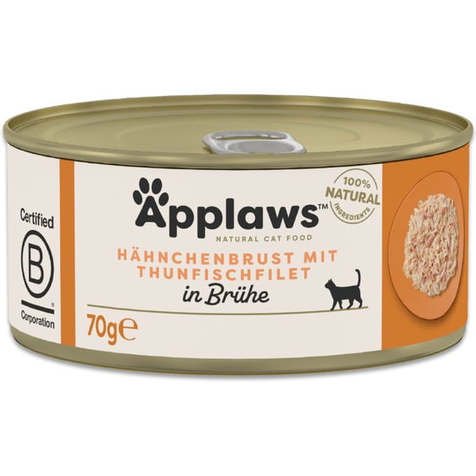 Applaws in Bouillon 6 x 70 g Kattenvoer - Kipfilet met tonijn