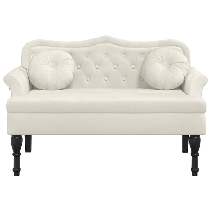 vidaXL - Bankje - met - kussens - 120,5x65x75 - cm - fluweel - crèmekleurig