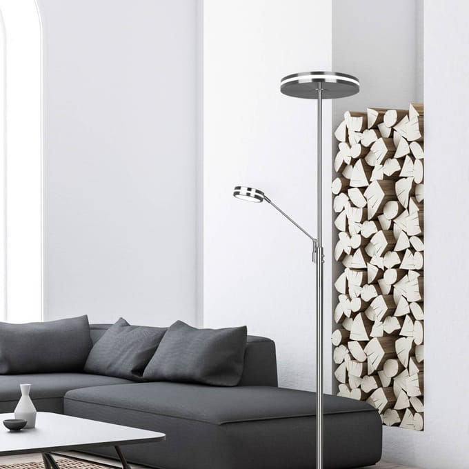 Trio Lighting LED uplighter Franklin, leeslamp, mat nikkel