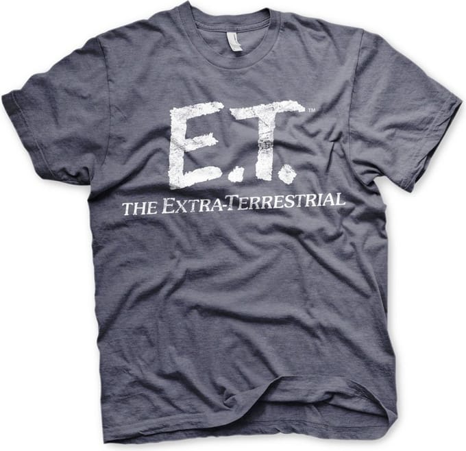 E.T. T-shirt met ‘Extra-Terrestrial Distressed’-logo, marineblauw gemêleerd