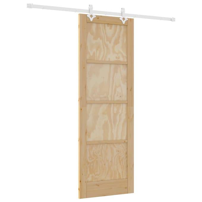vidaXL - Schuifdeur - Natuurlijk - en - Wit - 73,5 - x - 211 - cm - Massief - grenenhout