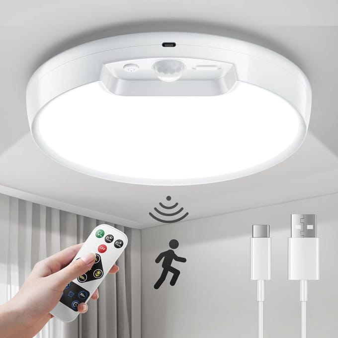 Dimbare Plafondlamp met Bewegingssensor en Afstandsbediening - 500LM LED Verlichting voor Binnen