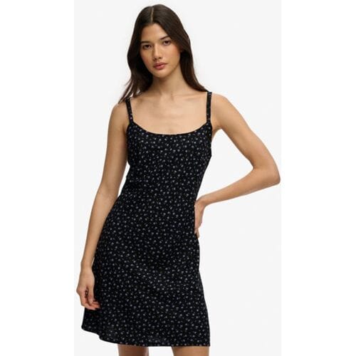 Superdry Printed Cami Mini Mouwloze Korte Jurk Zwart M Vrouw