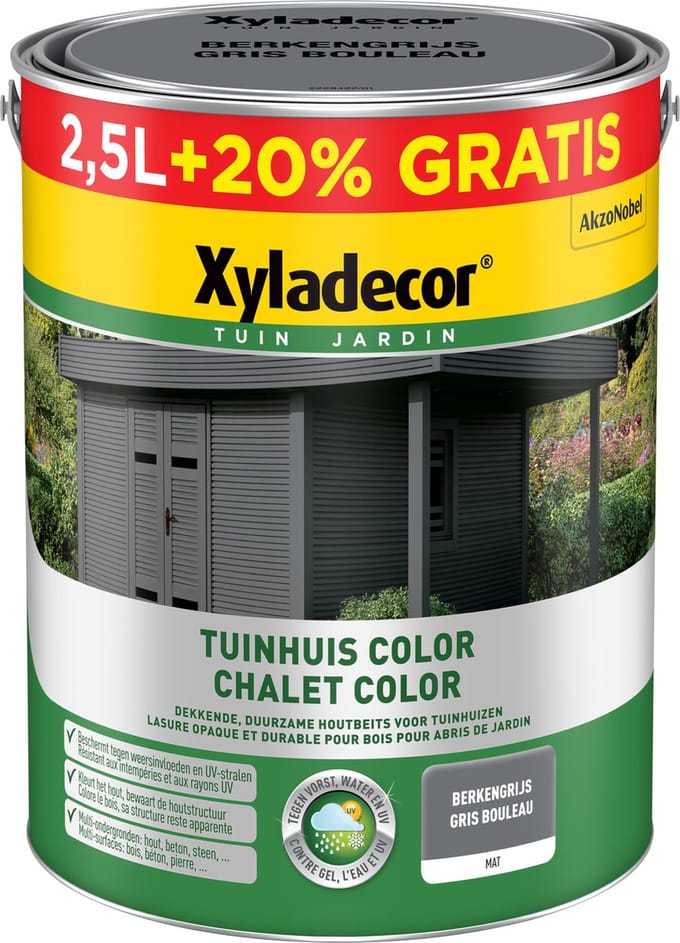 Xyladecor - Tuinhuis Color - Berkengrijs - 3 L