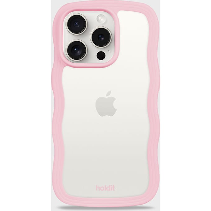 Holdit Wavy Case voor de Apple iPhone 15 Pro Max - Transparent / Pink