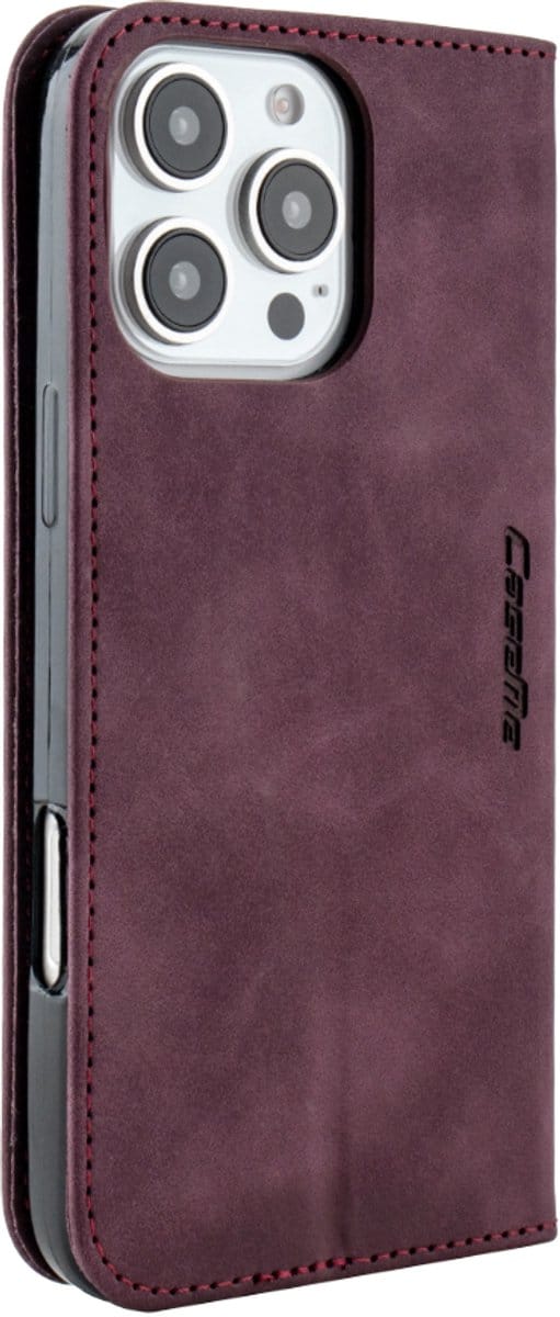 Mobile5 - iPhone 16 Plus Bookcase Hoesje - Bordeaux Rood - Kunstleer - Anti Shock