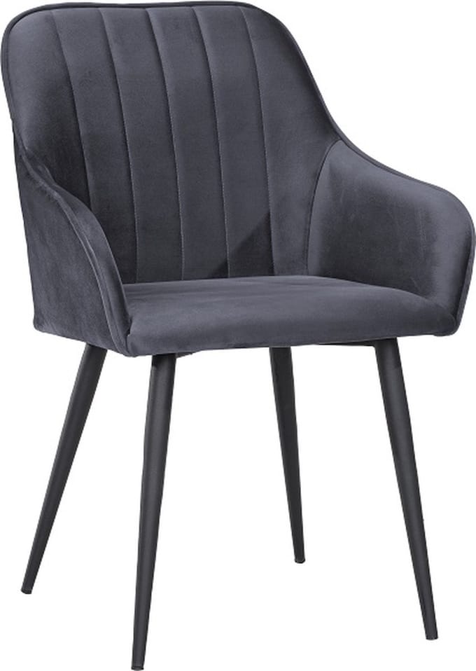 Soph & Tess - Modena Eetkamerstoel - Grijs - Set van 2 - Fluweel - Velvet - Industrieel - Met armleuning