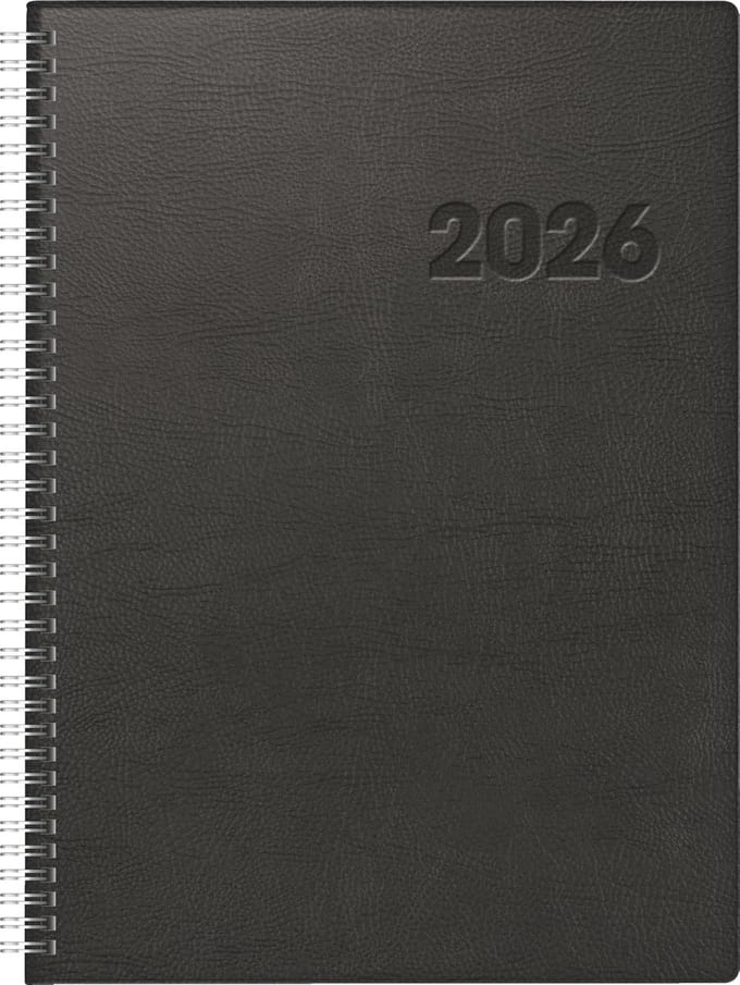 Boekkalender A4 - Planner Organizer - Dagelijkse Planning - Halfuursindeling - 304 x 233 cm - Zwart