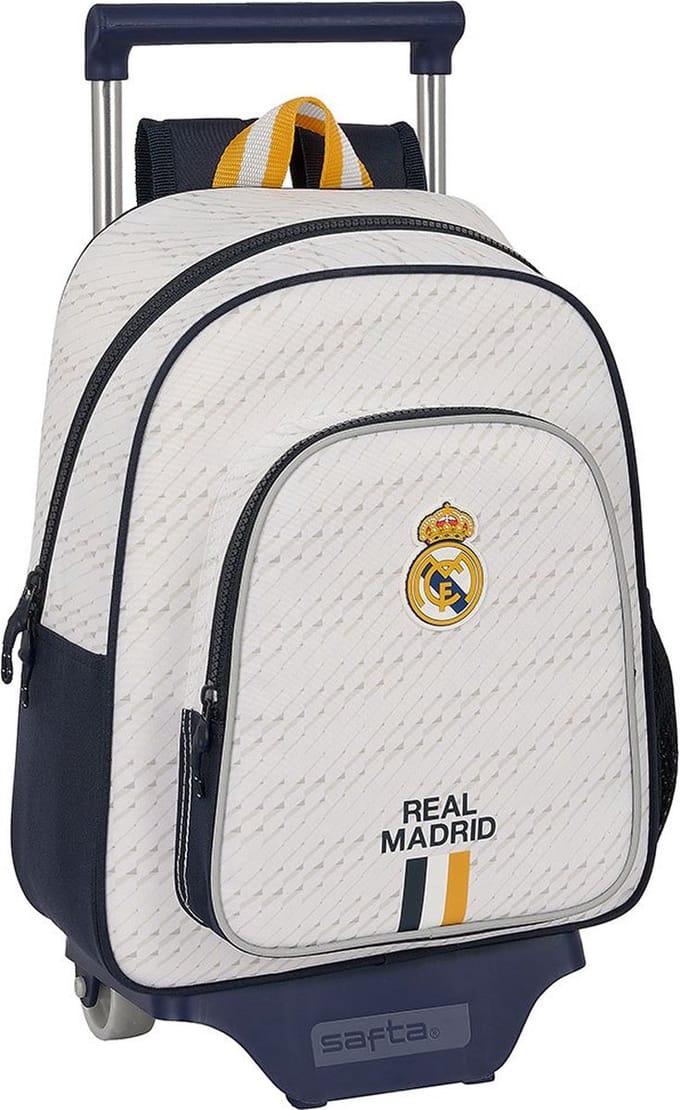 Schoolrugzak met Wielen Real Madrid C.F. Wit 28 x 34 x 10 cm