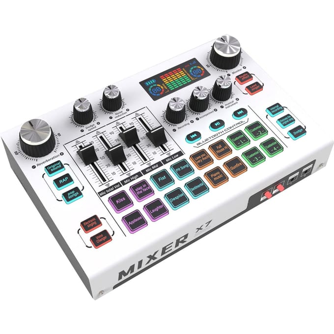 X7 Externe Live Geluidskaart, Audiomixerbord, voor Livestreamen Muziekopname Karaoke Zingen veelkleurig
