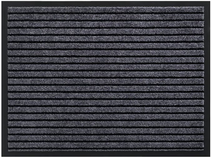 Schoonloopmat 90 x 150 cm - Deurmat - Gestreept Grijs - Anti slip - Absorberend