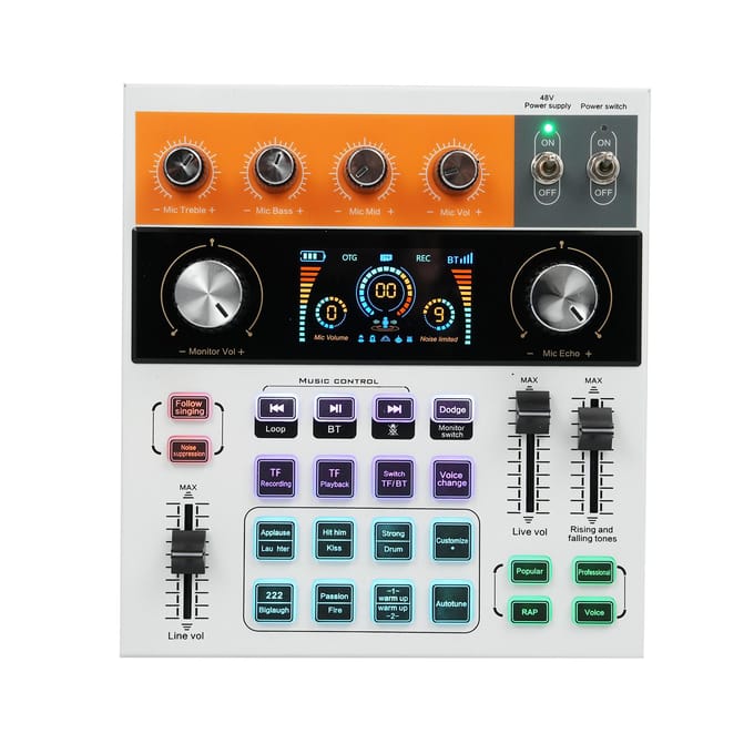 C200 Live Geluidskaart Multifunctionele Audiomixer Geluidskaart Mengpaneel BT Begeleiding voor Live veelkleurig
