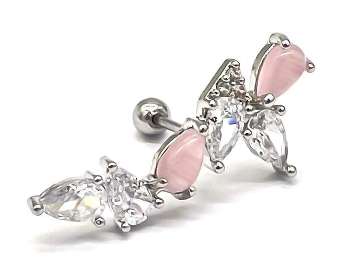 Oorpiercing met Zirkonia - RVS - 25 mm - Zilverkleurig