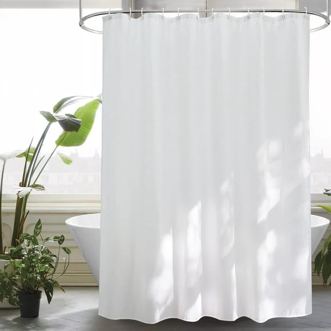 Famanu – Extra breed douchegordijn 200 x 210 cm – waterdicht textiel met 14 ringen (wit)