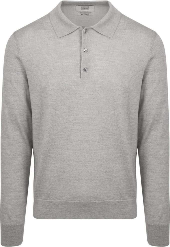 King Essentials The Robert Long Sleeve Poloshirt Merino Grijs - Maat L - Heren - Pullovers
