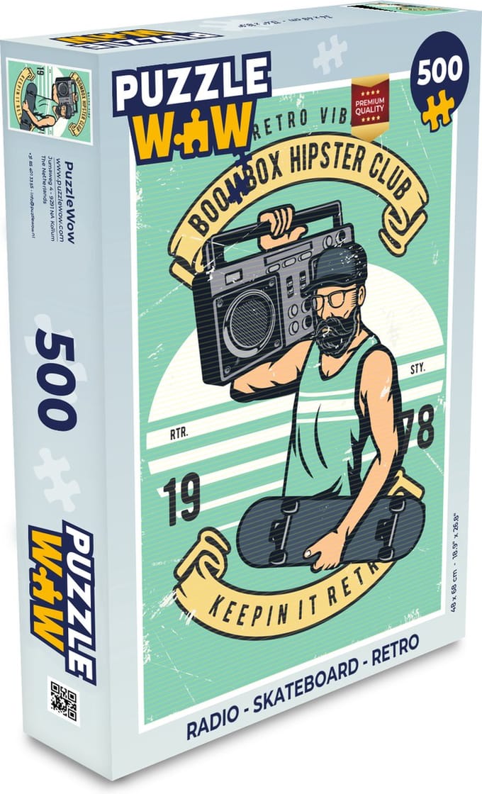 Puzzel Radio - Skateboard - Retro - Legpuzzel - Puzzel 500 stukjes