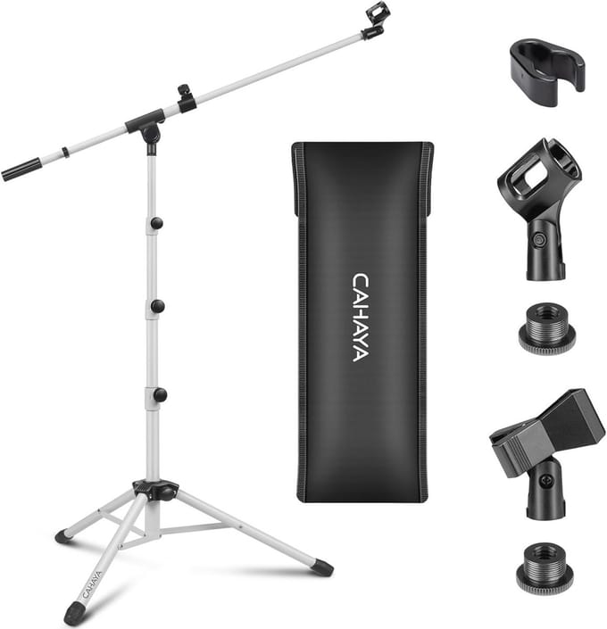 Microfoonstandaard Boomarm Vloermicrofoonstatief met Draagtas en Microfoonclips voor Zang en Podium