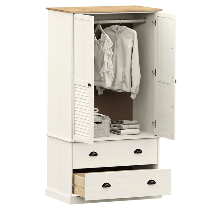 vidaXL - Kledingkast - VIGO - 90x55x170 - cm - massief - grenenhout - wit