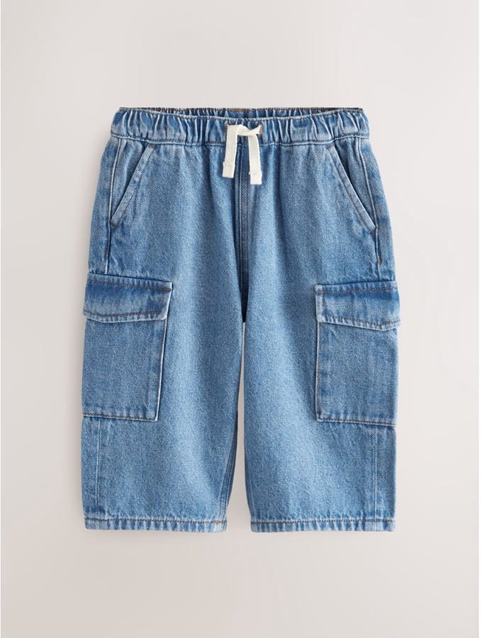 Next - Jongens - Cargojeans met wijde pijpen en elastische taille - Blauw
