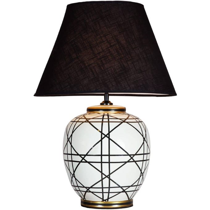 PR Home tafellamp New York, zwart, hoogte 60 cm, keramiek