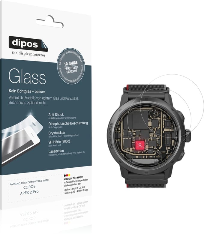 dipos – 2x Pantserfolie geschikt voor COROS APEX 2 Pro | 9H Screenprotector