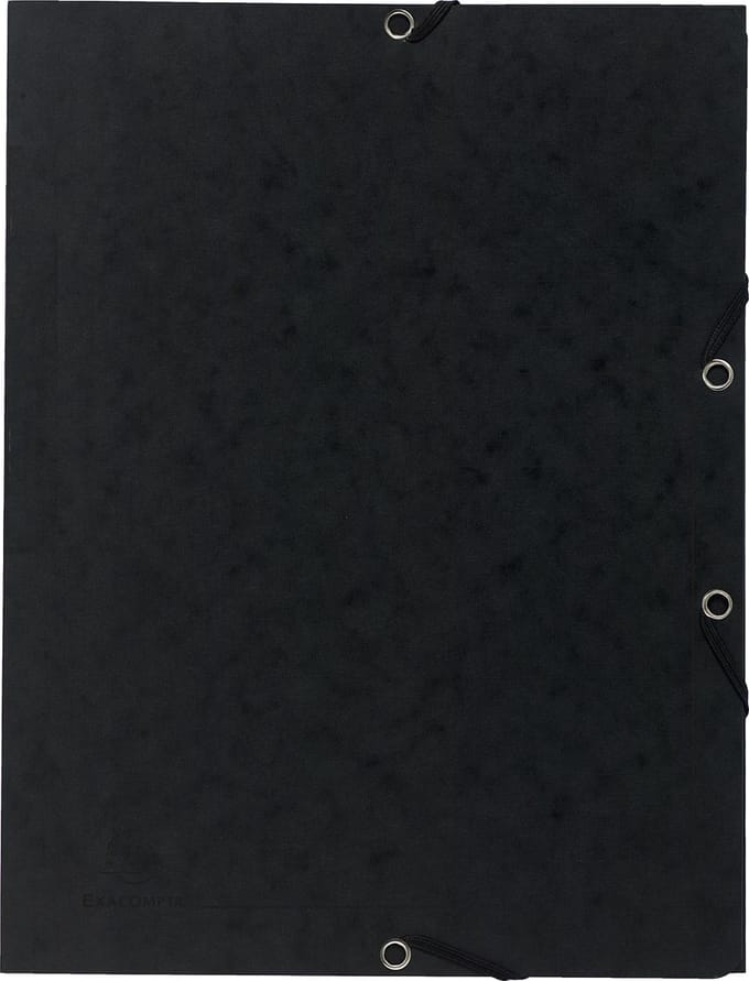 Exacompta 25x Bedrukte Elastomappen met klep - glanskarton 355g/m2 - A4 - Zwart - 55401E