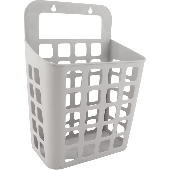 Wandgemonteerde wasmand voor thuisbadkamer (middelgroot, grijs) grijze kleur