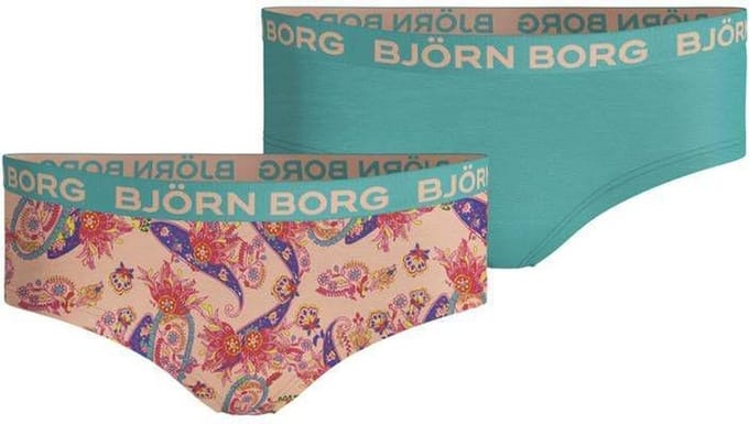 Björn Borg - Meisjes - Paisley Hipster 2-Pack - Groen/Multicolour/Oranje - Maat 122-128