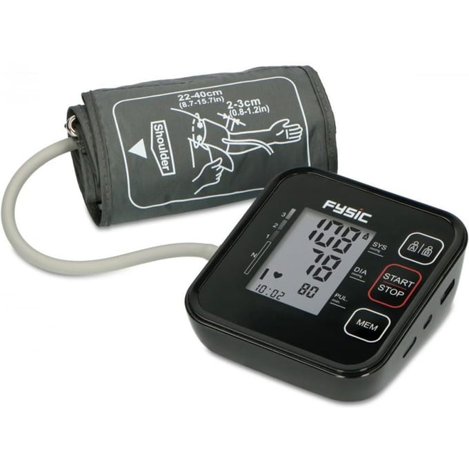 Fysic FB150 - Bloeddrukmeter, nauwkeurige meting van bloeddruk en hartslag, Fysic zwart