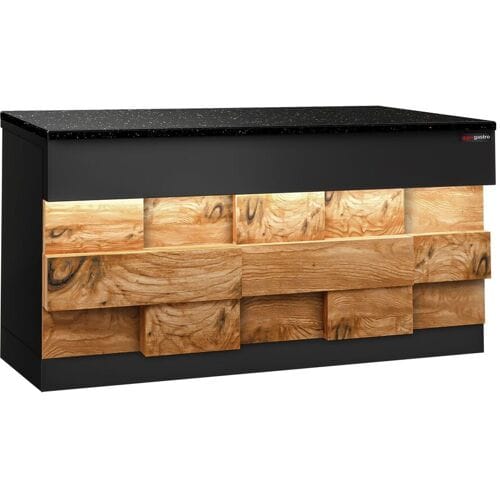 GGM Gastro Kassentisch TORONTO - 1800mm - Holzfront - schwarze Granit-Arbeitsplatte Zwart / Bruin