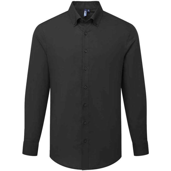 Premier Heren Supreme Oxford Formeel Overhemd Met Lange Mouwen (Zwart)