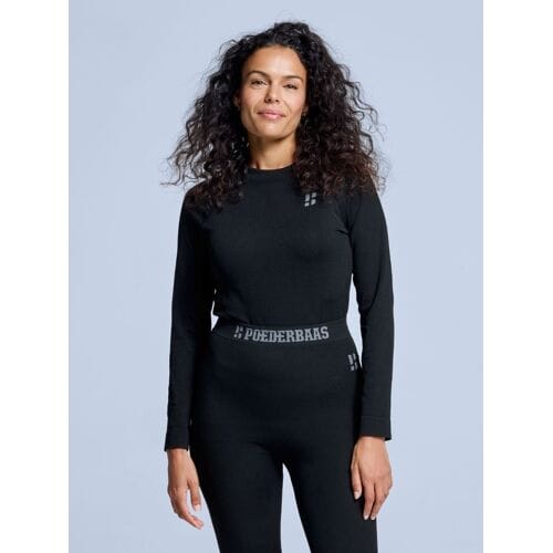 Poederbaas Thermoshirt Dames Zwart-XXL