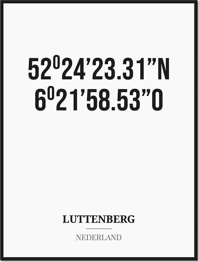 Poster/kaart LUTTENBERG met coördinaten