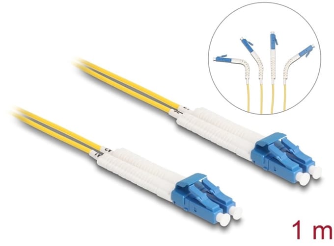 Delock Optical Fiber Cable LC Duplex to LC Duplex singlemode OS2 angled 1 m