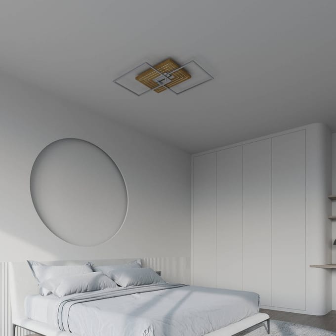 Elobra LED plafondlamp Inka S, lengte 50 cm, licht hout, dimbaar