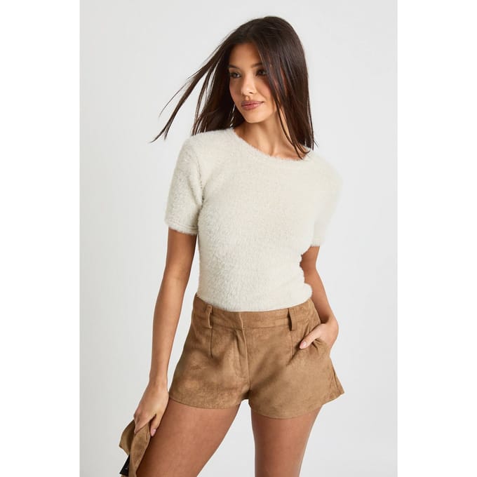 boohoo Dames Nepsuede Short | Mocha | Maat: 10