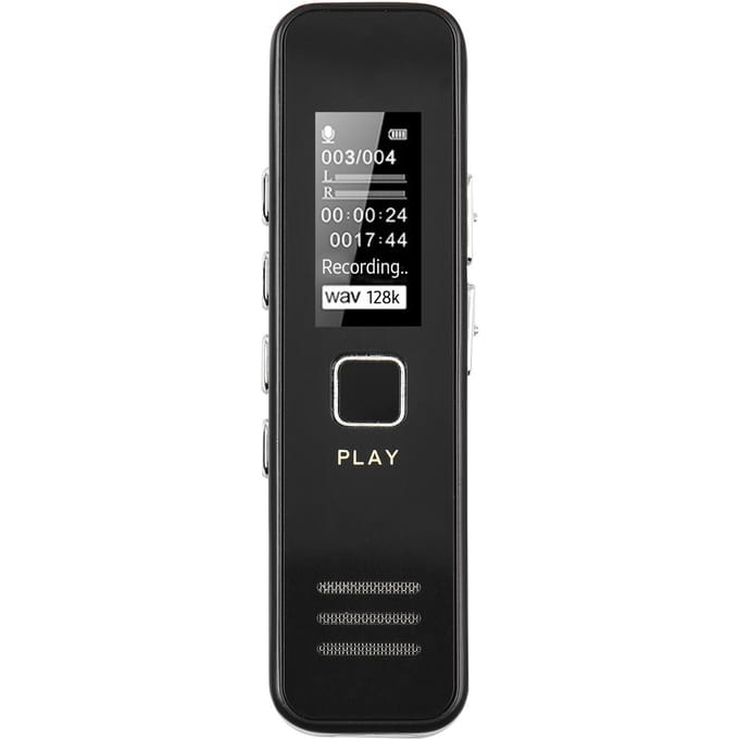 Digitale spraakrecorder 32 GB spraakopnameapparaat 32-1536 KBPS voor lezing, vergadering, interview zwart