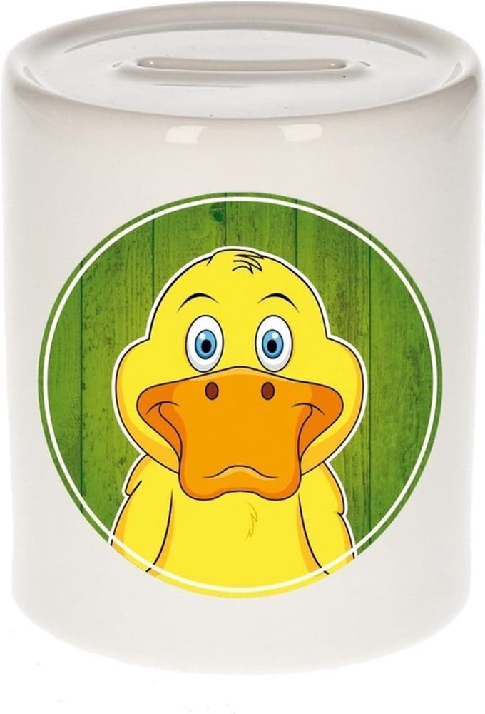 Vrolijke eend dieren spaarpot 9 cm - eenden - spaarpotten voor kinderen