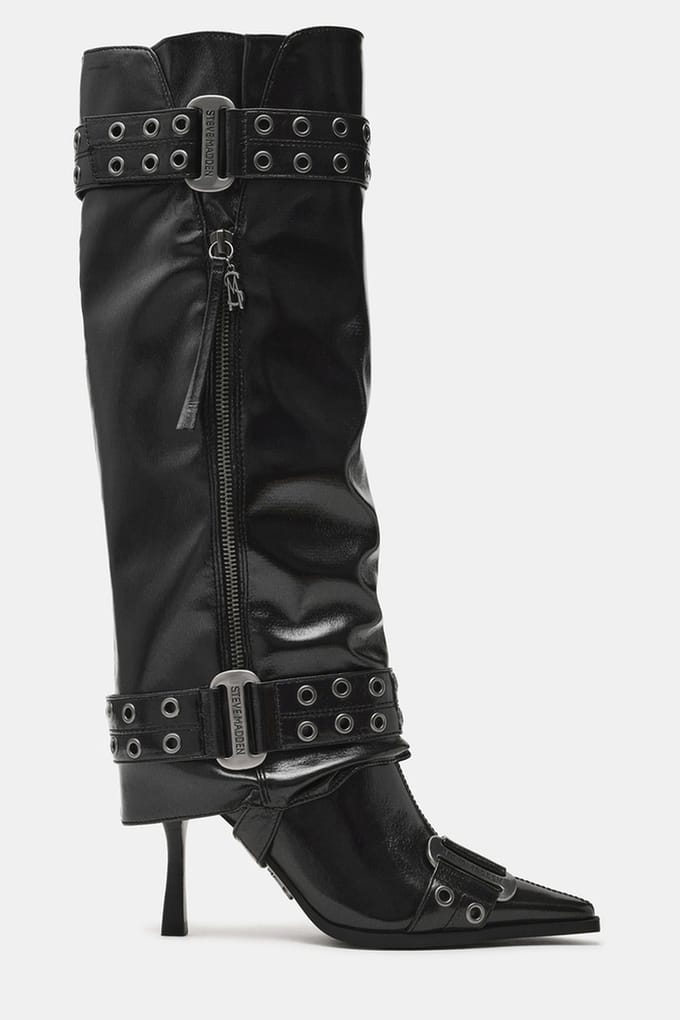 Steve Madden Showcaser Boots Black Crinkle Größe: 36 | Stiefel Outlet | Damen | Schwarz