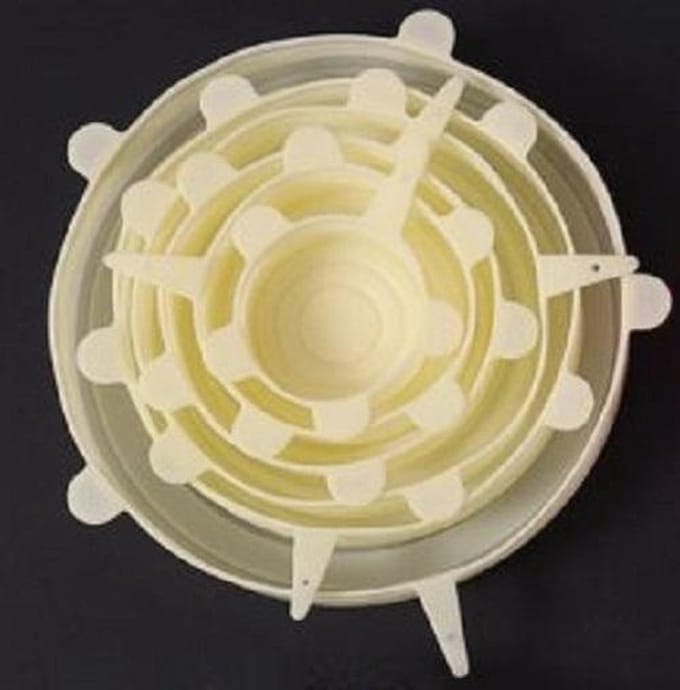 Flexibele Siliconen Deksel - 6 stuks - Herbruikbare Vacuüm Lids - Duurzaam - Universeel - Kleur Geel