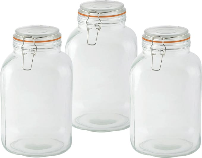 Esschert Design Weckpot - 3x - 3L - glas - D15 x 24 cm - voorraadpot - beugelsluiting