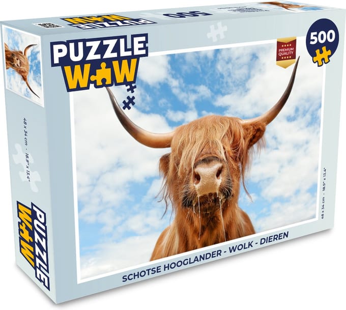 Puzzel Schotse Hooglander - Wolk - Dieren - Legpuzzel - Puzzel 500 stukjes