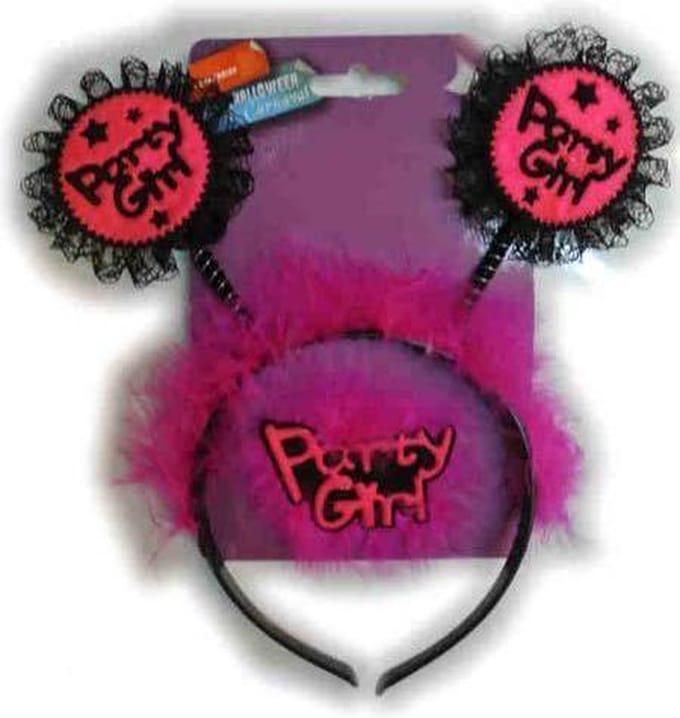 Diadeem met button PARTY GIRL vrijgezellenfeest