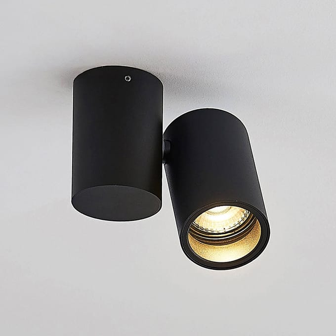 Arcchio - plafondlamp - 1licht - Aluminium, metaal - H: 11.5 cm - GU10 - zwart