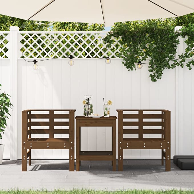 vidaXL - Tuinstoelen - 2 - st - 61,5x53x71 - cm - massief - grenenhout - honingbruin
