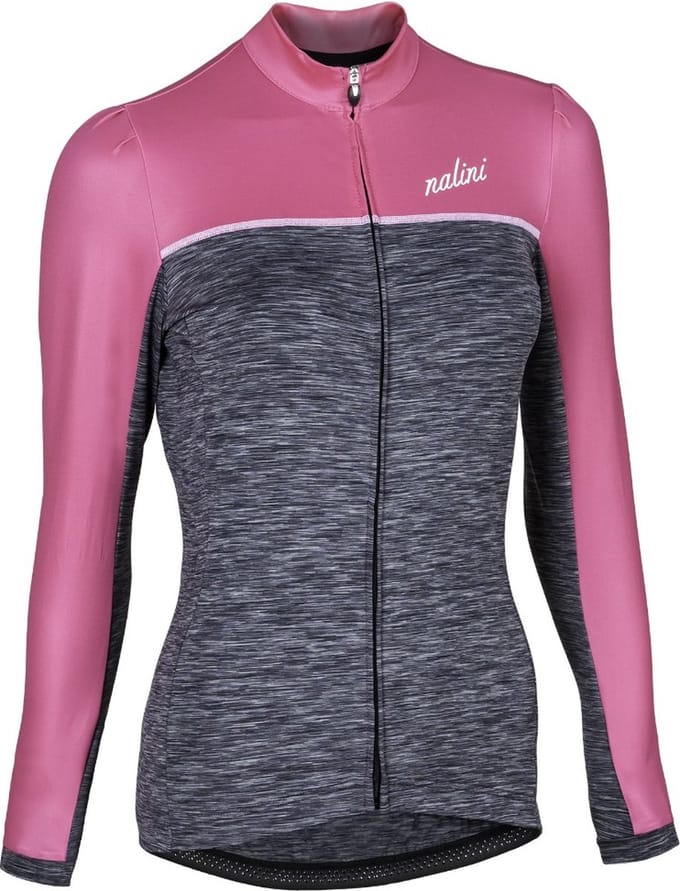 Nalini phad dames fietsshirt lange mouwen grijs roze Maat XL